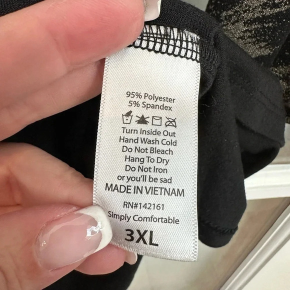 LuLaRoe Black Golden Metallic Shimmer 3/4 Sleeves Randy Baseball Tee Size 3X - Picture 8 of 9